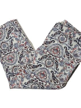 Lucy & Laurel Pants Womens 6 White Paisley Tapered Slim Ankle Pull-On Stretch